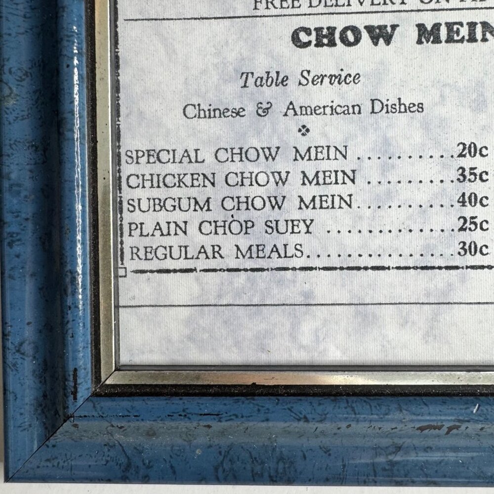 Wong’s Cafe 1960s St Paul MN Vintage Framed Menu Chow Mein - Picture 12 of 15